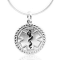 Medical Sterling Silver Drop Border Small Pendant